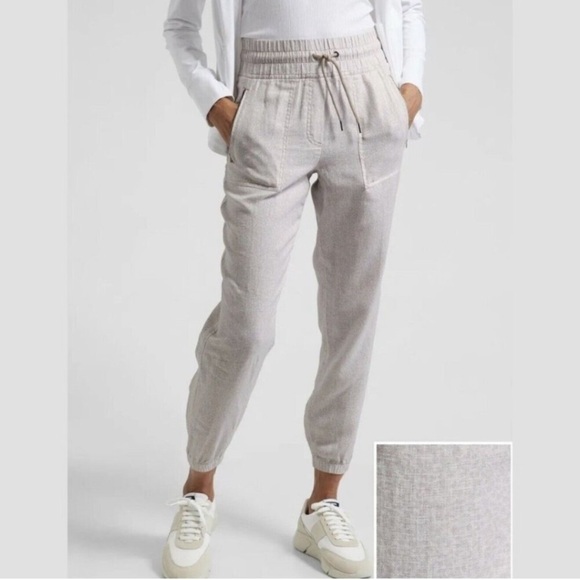 Athleta Cabo Linen Jogger in Mirco Cheetah Abalone Gray Size 2 - Picture 2 of 12